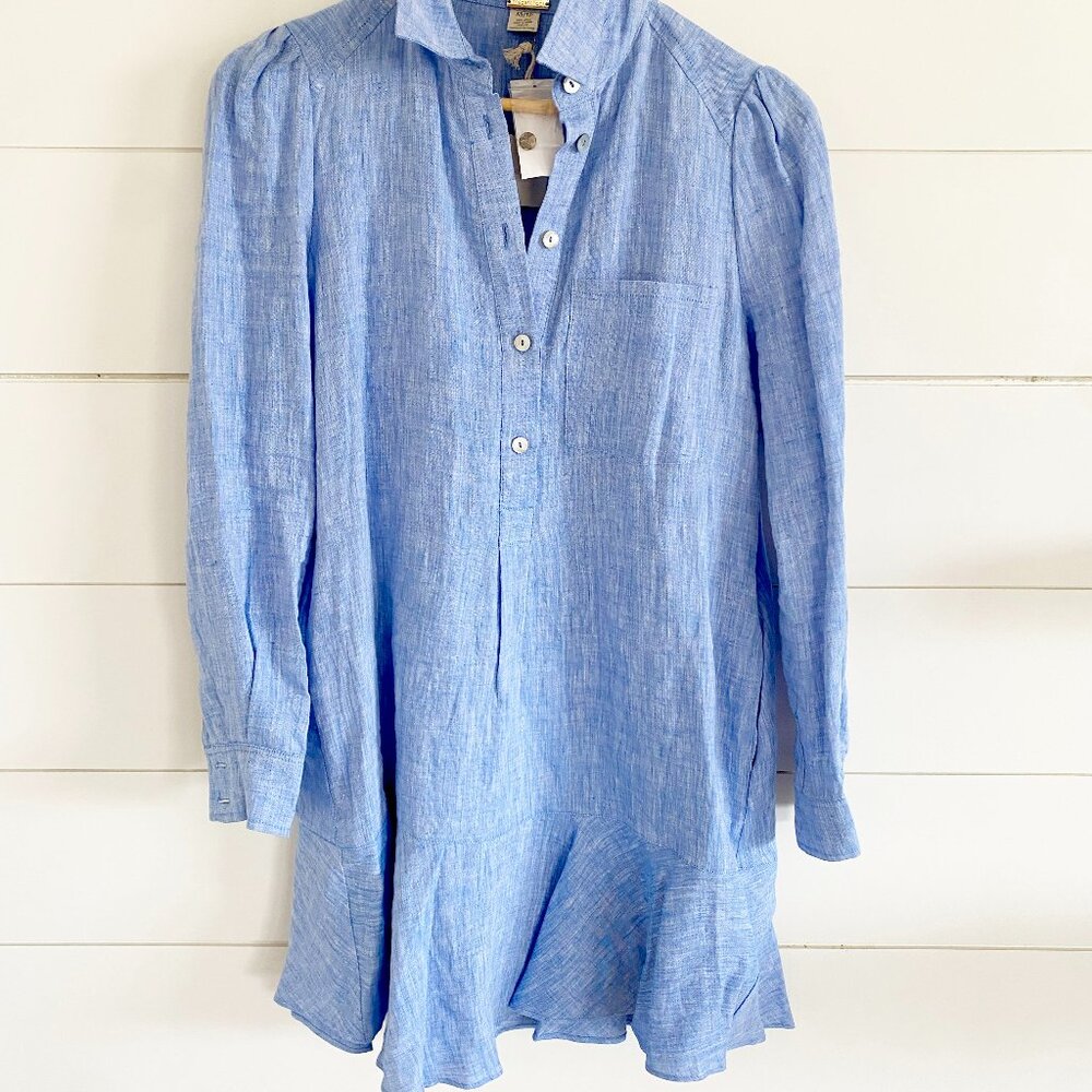 NWT - Women's blue linen shirt dress from Magaschoni - XS